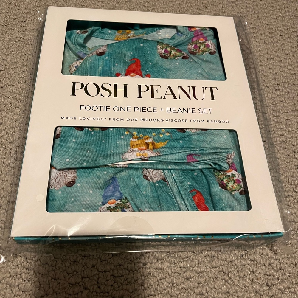 (Bamboo) Posh Peanut Gnome one piece + beanie set (new unopened)